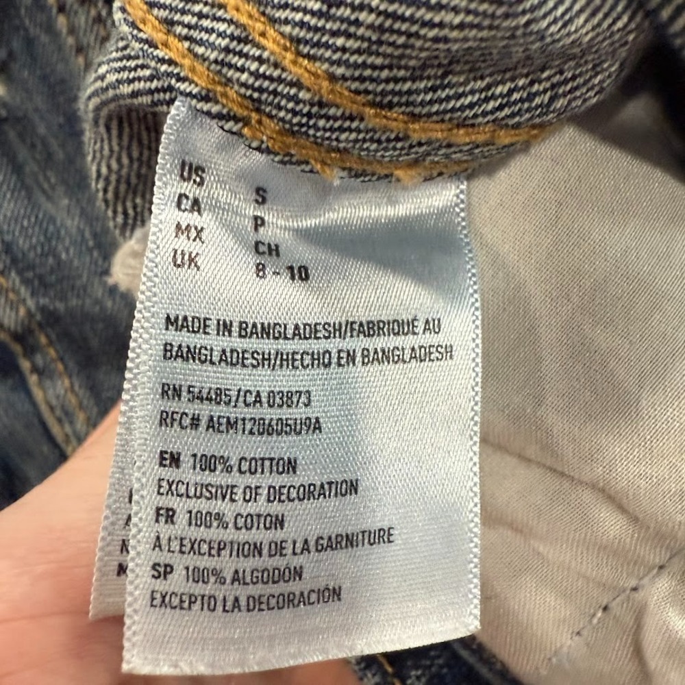 VTG Y2K American Eagle Jean Jacket Womens Small Blue Denim Button Front Trucker - Picture 3 of 5